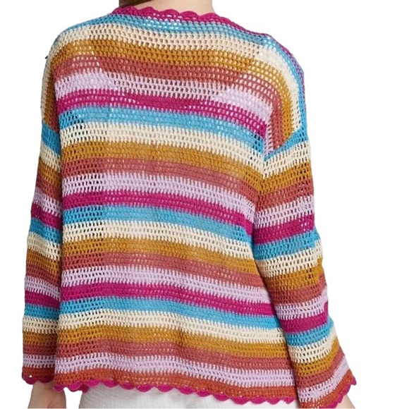 Xirena Stripe Cotton Knit Cardigan Carsyn Size M - Picture 4 of 4